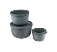 QDESIGN Lot de 3 boîtes Alimentaires, Boîtes de conservation, Plastique Réutilisables, non-toxique sans BPA - passe au micro-onde frigo congélateur lave-vaiselle - 100% Etanche Hérmétique - Gris