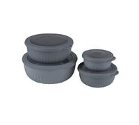 QDESIGN Lot de 4 boîtes Alimentaires, Boîtes de conservation, Plastique Réutilisables, non-toxique sans BPA - passe au micro-onde frigo congélateur lave-vaiselle - 100% Etanche Hérmétique - Gris
