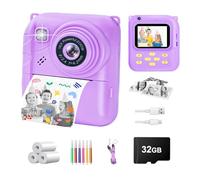 QDH Appareil photo pour enfants de 3 à 8 ans - Caméscope vidéo pour enfants avec jolie coque et carte SD de 32 Go pour filles et garçons (violet)