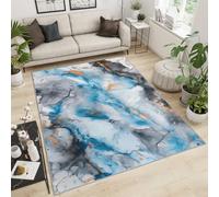 QDJKBL Tapis de sol 140 x 200 cm, bleu marine, texture marbrée, style rétro dommages de guerre, peinture à l'huile, graffiti, tapis de cuisine, coussin de canapé à séchage rapide pour ferme