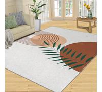 QDJKBL Tapis de zone 70 x 120 cm européen médiéval bohème simple, feuilles de palmier arquées et rayures incurvées, tapis d'appartement, tapis à poils courts pour salon, chambre à coucher