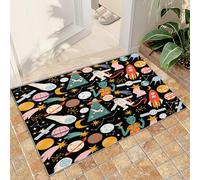QDJKBL Tapis moderne Voie lactée cosmique dessin animé galaxie spatiale aventure spatiale tapis de science-fiction fusée satellite astronaute pour chambre à coucher, salon, chambre d'enfant 60 x 90 cm