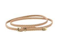 QDLTGBD Ceinture Boucle de pour Femmes tissées à la Main Retro décontractée Mince mince-kaki-103 cm