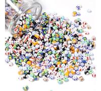 QDMHA 960/1600/4200 pièces 3/4/5 mm Perles de rocaille en Verre rayé Bleu Blanc, Perles tchèques colorées pour la Fabrication de Bijoux, Artisanat pour Enfants, Fournitures de Bracelets