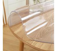 QDMHA Protecteur de Table en PVC Transparent, Nappe Ronde en Vinyle Épais, Tapis Protecteur Imperméable pour Salle à Manger, Bureau, Maison et Restaurant