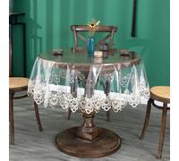 QDMHA Protecteur de Table Transparent avec Bord en Dentelle, Nappe en PVC Imperméable et Résistante à la Chaleur pour Salle à Manger et Cuisine, Tapis de Table Élégant et Durable