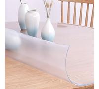 QDMHA Protecteur de Table Transparent, Nappe Imperméable en PVC Résistante aux Rayures pour Salle à Manger, Bureau et Restaurant, Facile à Nettoyer (60 cm, Givré - Épaisseur 2,0 mm)