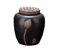 QDMHA Service à Thé en Céramique, Boîte à Thé Kung Fu, Réservoir à Thé Violet Sable, Poterie Brute, Stockage Thé, Accessoire de Thé Ville (Noir, Petit:8,5X11CM)