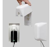 Qdos Grand couvercle de sécurité pour prises de courant | Verrou caché sécurisé | Intérieur surdimensionné pour prises encombrantes, blocs de charge et adaptateurs | Design universel moderne | Facile