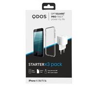 QDOS Pack Coque + Protection écran + chargeur secteur pour iPhone SE / 8 / 7 / 6 - 5060697227437