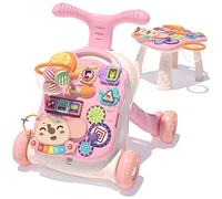 QDRAGON Trotteur Bebe Enfants, Troteur Marche Détachable avec Vitesse Réglable et Table Activité d'éveil, Evolutif 3 en 1 Chariot de Marche pour Bebe 6-36 Mois Garçon et Fille