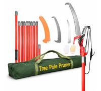 Qdreclod Coupe-Branches Télescopique 2-en-1 9m Perche en Fibre de Verre, Élagueur Professionnel avec Scie Acier 65Mn (∅10cm) et Sécateur à Poulie - Taille Arbres Fruitiers & Jardin