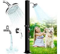 Qdreclod Douche Solaire 35L, Douche Solaire de Jardin avec Pomme de Douche Rotative, Robinet de Pied et Raccord pour Tuyau D'arrosage, Maximum 60°C sans Raccordement électrique