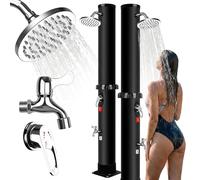 Qdreclod Douche Solaire Exterieure 35L, Douche Solaire Piscine avec Pomme de Douche Rotative et Robinet de Pied, 216cm, Maximum 60°C, sans électrique, pour Camping, Jardin et Piscine Exterieure