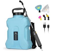 Qdreclod Pulvérisateur Électrique à Dos 12L, Pistolet Télescopique Haute Pression avec 4 Buses Réglables, Batterie USB Rechargeable 2000mAh, pour Jardin, Pelouse, Haies et Terrasse(Bleu)