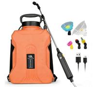 Qdreclod Pulvérisateur Électrique à Dos 12L, Pistolet Télescopique Haute Pression avec 4 Buses Réglables, Batterie USB Rechargeable 2000mAh, pour Jardin, Pelouse, Haies et Terrasse(Orange)