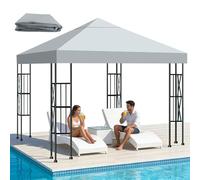 Qdreclol Toile de Remplacement pour Pergola 3x3m, Imperméable Anti-UV Voile d‘ombrage en Polyester 300D avec Revêtement PA, Housse de Tonelle Amovible pour Jardin, Terrasse Protection Solaire,Gris