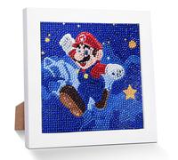 QDUODUO Peinture diamant avec cadre pour enfants à partir de 6 ans et adultes débutants, dessin animé Super Bros 5D Diamond Painting Images, 18 x 18 cm, petit kit de fabrication de mosaïque pour la