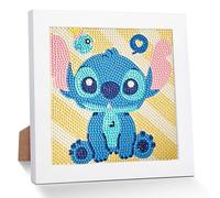 QDUODUO Peinture diamant avec cadre pour enfants à partir de 6 ans et adultes débutants, point de dessin animé 5D, 18 x 18 cm, petit kit de fabrication de mosaïque pour la décoration de la maison