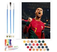 QDUODUO Peinture par numéros de football pour adultes, junior, enfants débutants, CR7 Ensemble de peinture et de bricolage avec toile, pinceaux, pigment acrylique, 40x50cm Grand kit de peinture DIY