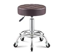 QDZC Tabouret Rond à roulettes avec réglage de Hauteur Boutique Brown