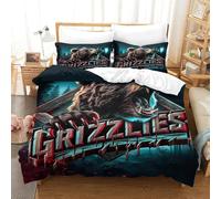 QDZHCPMYK 3D, Imprimé BearRoar-FantasyWildernessArt Ensemble De Literie Microfibre Super Douce Et Respirante Set De Housse De Couette 3 Pièces Et Taie d'oreiller Super King（260x220cm）