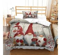 QDZHCPMYK 3D, Imprimé Christmas Gnomes-Winter Festive Illustration Literie en Microfibre Super Douce Et Respirante Housse De Couette 2 Pièces Et Taie d'oreiller Single（135x200cm）