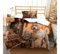 QDZHCPMYK 3D, Imprimé Cotton Candy Poodle Ensemble De Literie avec Microfibre Super Douce Et Respirante Sets De Housses De Couettes 2 Pièces avec Taies d'oreiller Single（135x200cm）