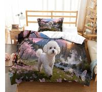 QDZHCPMYK 3D, Imprimé Cotton Candy Poodle Ensemble De Literie Microfibre Super Douce Et Respirante Housses De Couettes 2 Pièces Et Taie d'oreiller Single（135x200cm）