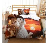 QDZHCPMYK 3D, Imprimé Cotton Candy Poodle Ensemble De Literie Microfibre Super Douce Et Respirante Housses De Couettes 2 Pièces avec Taies d'oreiller Single（135x200cm）