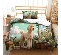 QDZHCPMYK 3D, Imprimé Cotton Candy Poodle Ensemble De Literie Microfibre Super Douce Et Respirante Set De Housse De Couette 2 Pièces avec Taies d'oreiller Single（135x200cm）