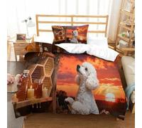 QDZHCPMYK 3D, Imprimé Cotton Candy Poodle Literie en Microfibre Super Douce Et Respirante Housse De Couette 2 Pièces Et Taie d'oreiller Single（135x200cm）