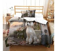 QDZHCPMYK 3D, Imprimé Cotton Candy Poodle Literie en Microfibre Super Douce Et Respirante Set De Housse De Couette 2 Pièces Et Taie d'oreiller Single（135x200cm）