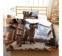 QDZHCPMYK 3D, Imprimé Cotton Candy Poodle Literie en Microfibre Super Douce Et Respirante Sets De Housses De Couettes 2 Pièces Et Taie d'oreiller Single（135x200cm）