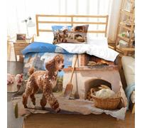 QDZHCPMYK 3D, Imprimé Cotton Candy Poodle Parure De Lit Microfibre Super Douce Et Respirante Housse De Couette 2 Pièces Et Taie d'oreiller Single（135x200cm）