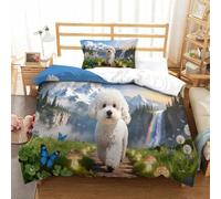 QDZHCPMYK 3D, Imprimé Cotton Candy Poodle Parure De Lit Microfibre Super Douce Et Respirante Sets De Housses De Couettes 2 Pièces avec Taies d'oreiller Single（135x200cm）