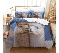 QDZHCPMYK 3D, Imprimé Cute Alpaca Duo-Nature Mountain Backdrop Ensemble De Literie Microfibre Super Douce Et Respirante Housses De Couettes 3 Pièces avec Taies d'oreiller Super King（260x220cm）