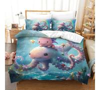 QDZHCPMYK 3D, Imprimé Cute Octopus-Fantasy Underwater Scene Ensemble De Literie avec Microfibre Super Douce Et Respirante Set De Housse De Couette 3 Pièces Et Taie d'oreiller Single（140x200cm）