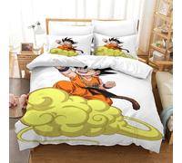 QDZHCPMYK 3D, Imprimé Dragon Ball Wukong Parure De Lit Microfibre Super Douce Et Respirante Sets De Housses De Couettes 3 Pièces Et Taie d'oreiller Double(200x200cm)