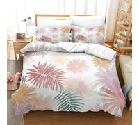 QDZHCPMYK 3D, Imprimé Flowers and Green Leaves Ensemble De Literie avec Microfibre Super Douce Et Respirante Set De Housse De Couette 3 Pièces Et Taie d'oreiller King（220x240cm）