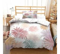 QDZHCPMYK 3D, Imprimé Flowers and Green Leaves Ensemble De Literie Microfibre Super Douce Et Respirante Housse De Couette 2 Pièces Et Taie d'oreiller Single（135x200cm）