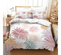 QDZHCPMYK 3D, Imprimé Flowers and Green Leaves Ensemble De Literie Microfibre Super Douce Et Respirante Housses De Couettes 3 Pièces Et Taie d'oreiller Double（200x200cm）