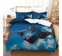 QDZHCPMYK 3D, Imprimé Flying Fighter Jets on Clouds Ensemble De Literie Microfibre Super Douce Et Respirante Sets De Housses De Couettes 3 Pièces avec Taies d'oreiller Double（200x200cm）