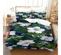 QDZHCPMYK 3D, Imprimé Green Leaves Ensemble De Literie avec Microfibre Super Douce Et Respirante Sets De Housses De Couettes 3 Pièces Et Taie d'oreiller Single（140x200cm）