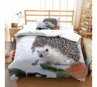 QDZHCPMYK 3D, Imprimé Hedgehog Pet-Cute Small Animal Style Ensemble De Literie avec Microfibre Super Douce Et Respirante Housse De Couette 2 Pièces avec Taies d'oreiller Single（135x200cm）