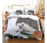 QDZHCPMYK 3D, Imprimé Hedgehog Pet-Cute Small Animal Style Ensemble De Literie avec Microfibre Super Douce Et Respirante Housses De Couettes 3 Pièces avec Taies d'oreiller Super King（260x220cm）