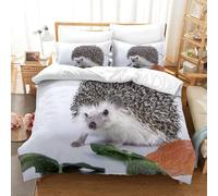 QDZHCPMYK 3D, Imprimé Hedgehog Pet-Cute Small Animal Style Parure De Lit Microfibre Super Douce Et Respirante Housses De Couettes 3 Pièces Et Taie d'oreiller Double（200x200cm）