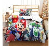 QDZHCPMYK 3D, Imprimé Mario Kart Ensemble De Literie Microfibre Super Douce Et Respirante Housses De Couettes 2 Pièces Et Taie d'oreiller Single（135x200cm）
