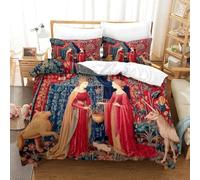 QDZHCPMYK 3D, Imprimé Medieval Queen-Fantasy Royal Scene Ensemble De Literie Microfibre Super Douce Et Respirante Set De Housse De Couette 3 Pièces Et Taie d'oreiller Single（140x200cm）