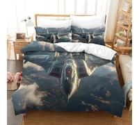 QDZHCPMYK 3D, Imprimé Military Jet-Aircraft in Flight Style Ensemble De Literie Microfibre Super Douce Et Respirante Housses De Couettes 3 Pièces avec Taies d'oreiller King（220x240cm）
